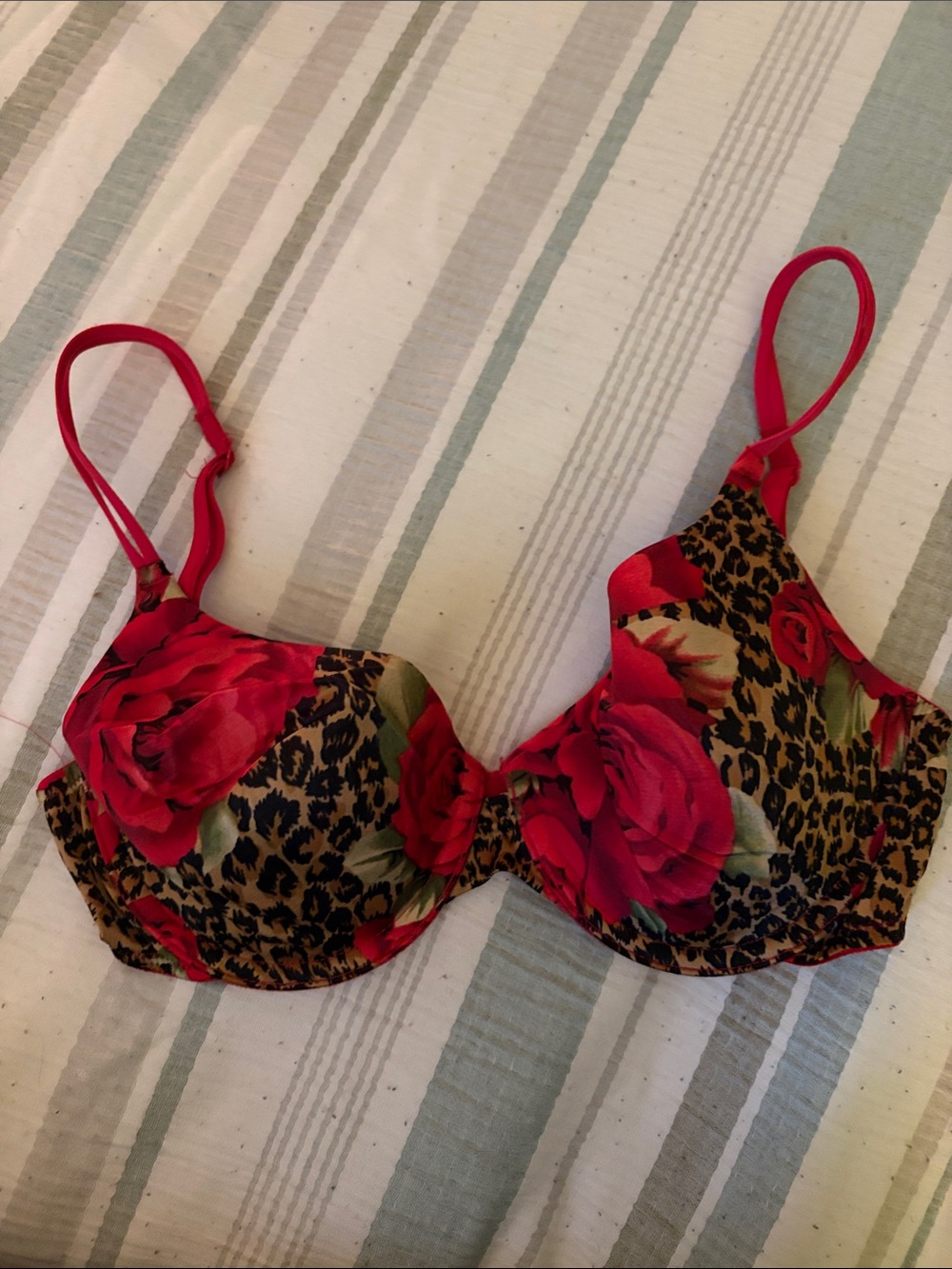 Victoria's Secret Red Rose & Leopard Underwire Bra